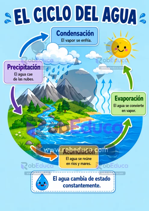 Poster escolar del ciclo del agua